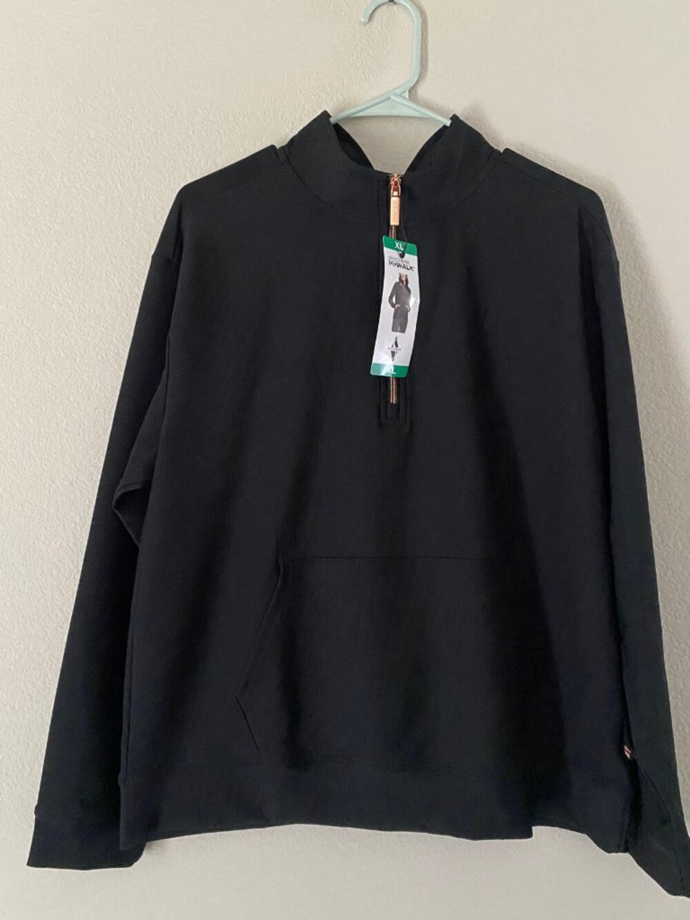 NEW Women's Skechers Go Walk 1/4 Quarter Zip Ribbed Pullover, Black, XL